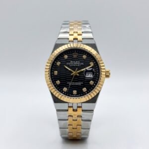 Home rlx two tone gold semi auto watch with black dial